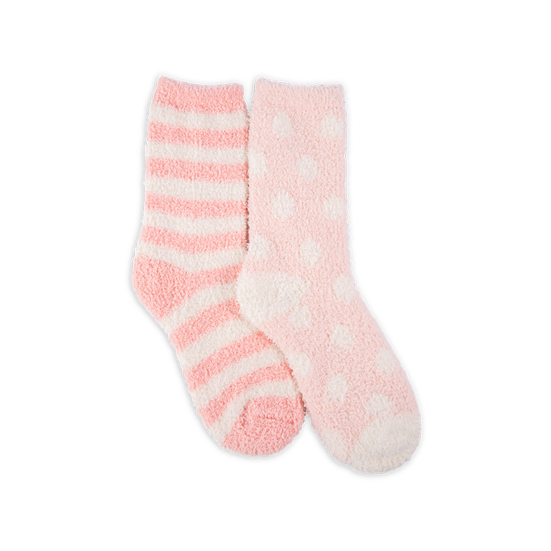 RZ025 Half-Brushed Cozy Polka Dot Striped Warm Women’s Boot Socks