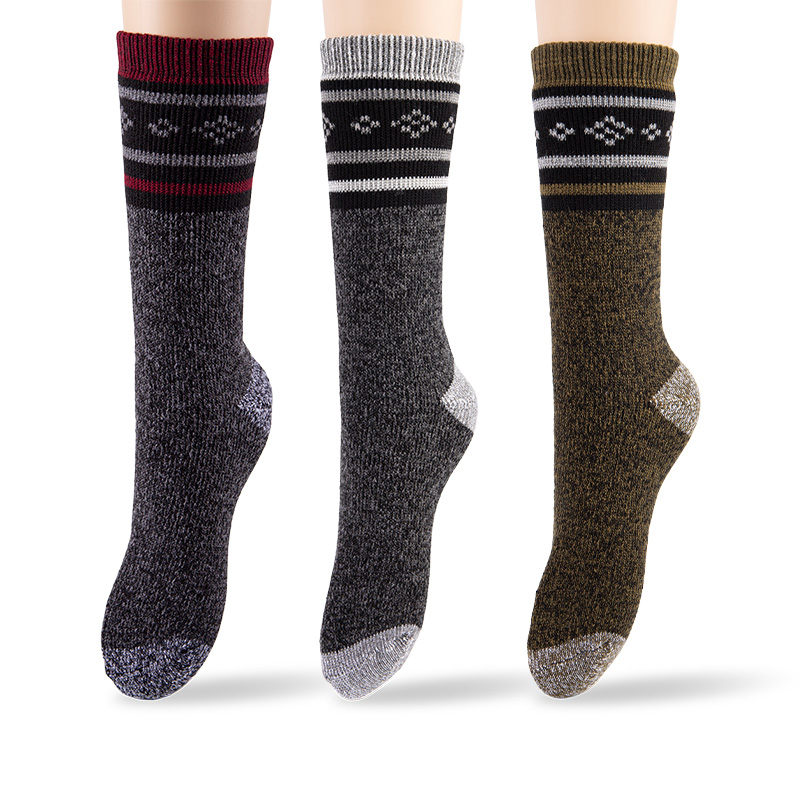 RZ114-1 Vintage Heather Gray Thickened Men's Cabin Socks with Brushed Terry Lining