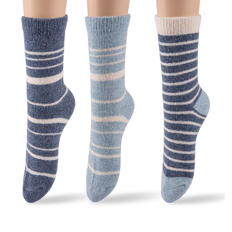 RZ121 Blue Tone Striped Soft Warm Mid-Calf Women’s Boot Socks
