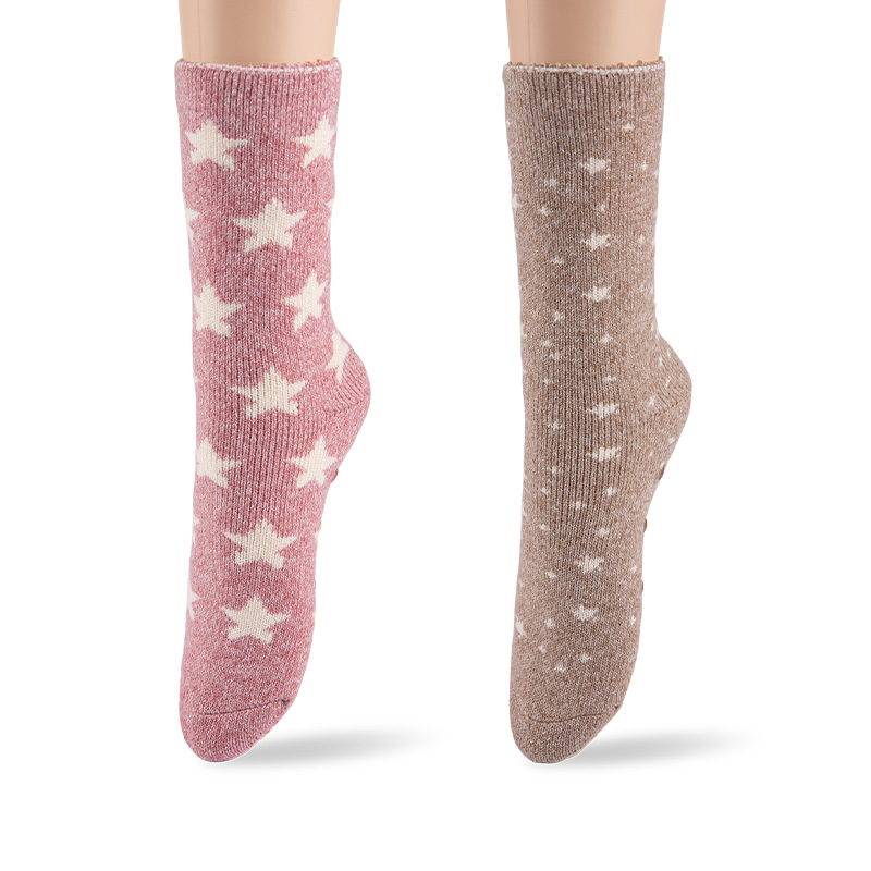 RZ141 Star Pattern Terry Brushed Non Slip Women’s Heat Retainer Socks