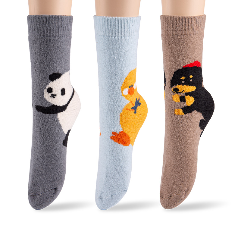 RZ229 Playful Animal Brushed Polyester Fleece Women’s Heat Retainer Socks