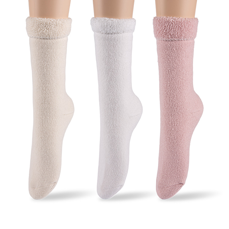 RZ280 Morandi Color Terry Polyester Fleece Warm Women’s Heat Retainer Socks