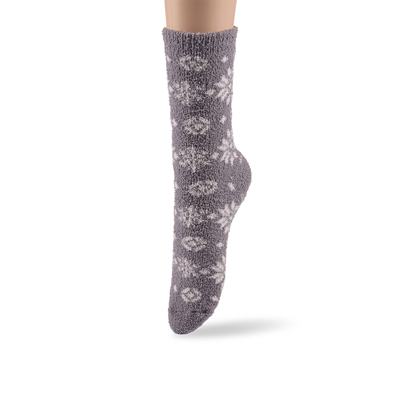 RZ144 Half-Brushed Snowflake Striped Soft Warm Mid-Calf Women’s Boot Socks