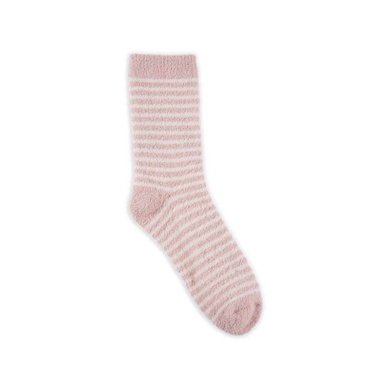 RZ144 Half-Brushed Snowflake Striped Soft Warm Mid-Calf Women’s Boot Socks