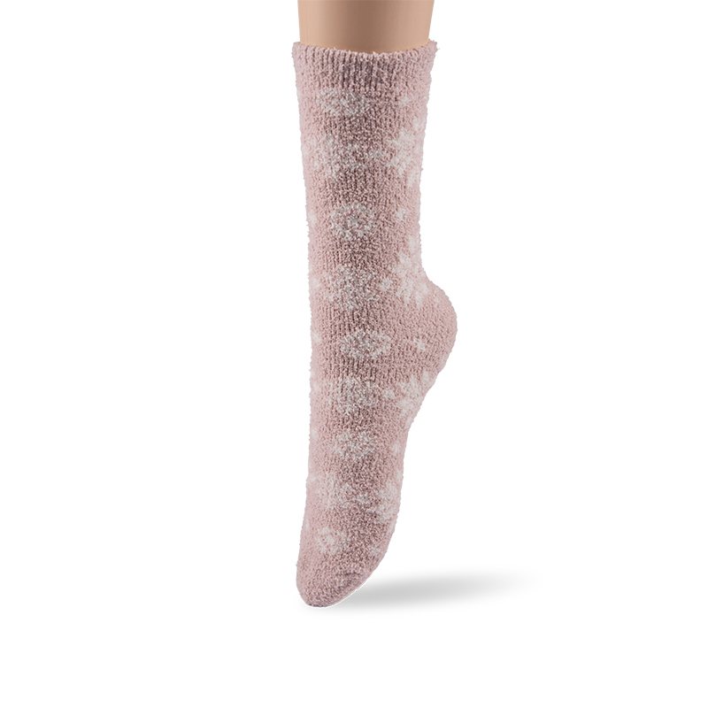 RZ144 Half-Brushed Snowflake Striped Soft Warm Mid-Calf Women’s Boot Socks