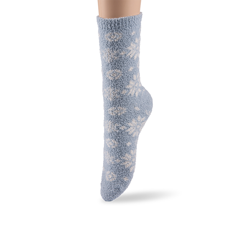 RZ144 Half-Brushed Snowflake Striped Soft Warm Mid-Calf Women’s Boot Socks