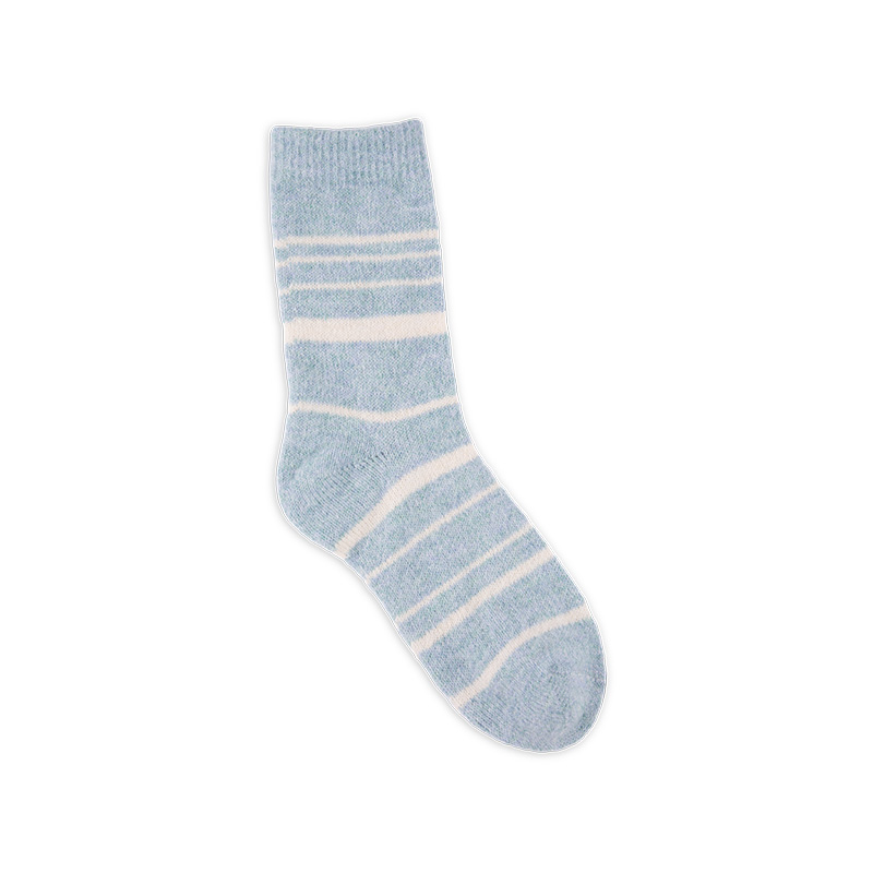 RZ121 Blue Tone Striped Soft Warm Mid-Calf Women’s Boot Socks