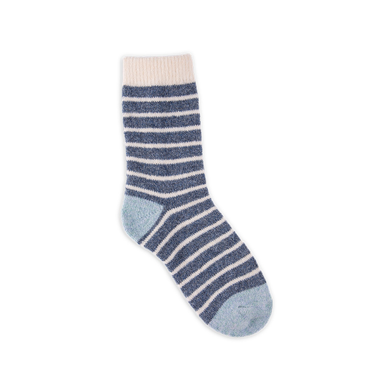 RZ121 Blue Tone Striped Soft Warm Mid-Calf Women’s Boot Socks