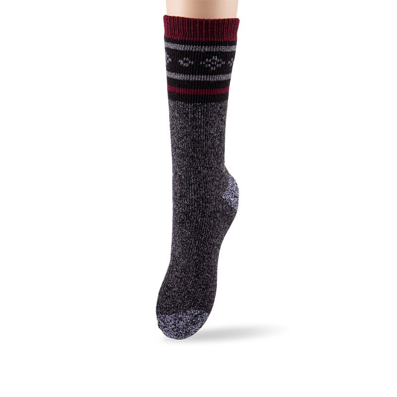 RZ114-1 Vintage Heather Gray Thickened Men's Cabin Socks with Brushed Terry Lining