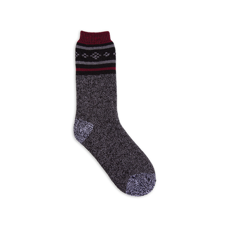 RZ114-1 Vintage Heather Gray Thickened Men's Cabin Socks with Brushed Terry Lining