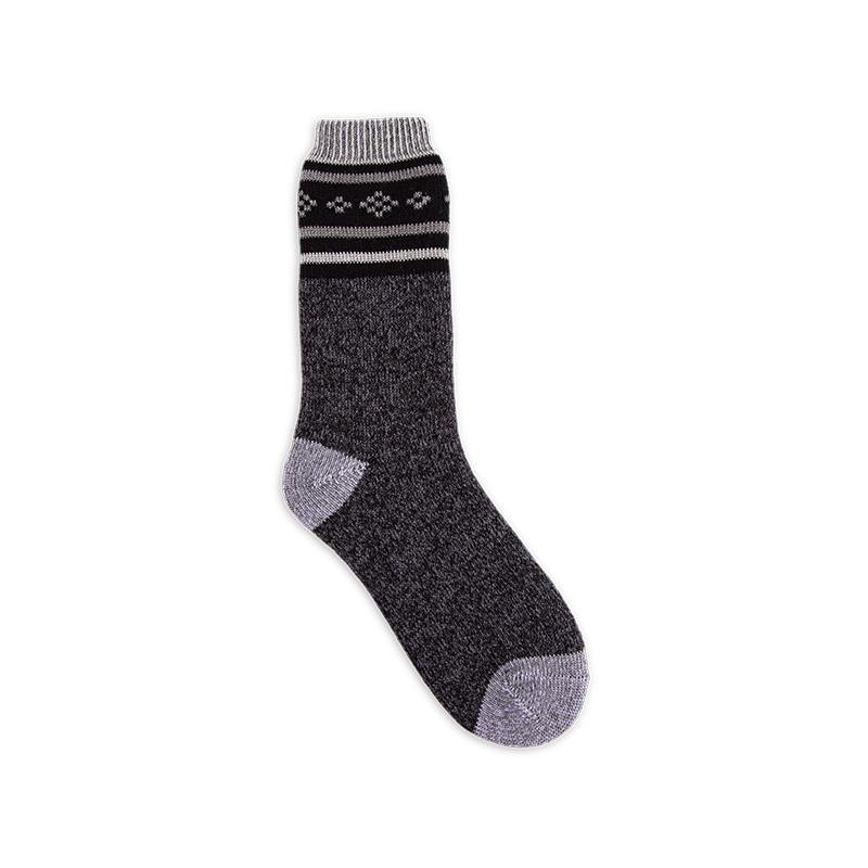 RZ114-1 Vintage Heather Gray Thickened Men's Cabin Socks with Brushed Terry Lining