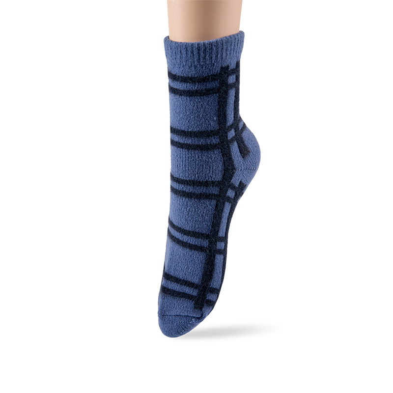 RZ305 Polyester Velvet Faux Mink Plaid Ankle Socks