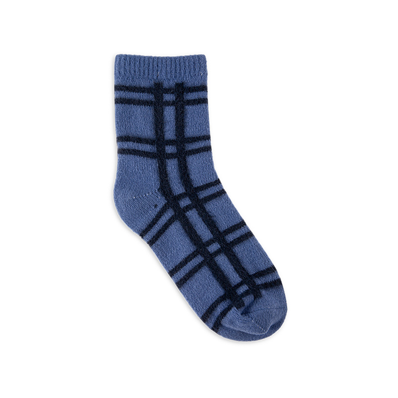 RZ305 Polyester Velvet Faux Mink Plaid Ankle Socks