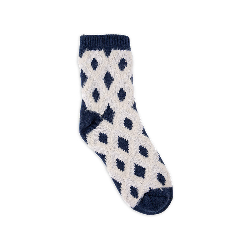RZ305-1 Polyester Velvet Vintage Diamond Feather Yarn Mid-Calf Socks
