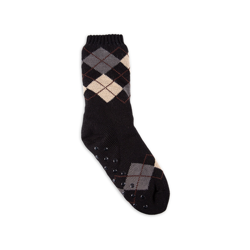 RZ299 Men's Classic Vintage Thick Warm Anti-Slip Cabin Socks with Sherpa Fleece Lining