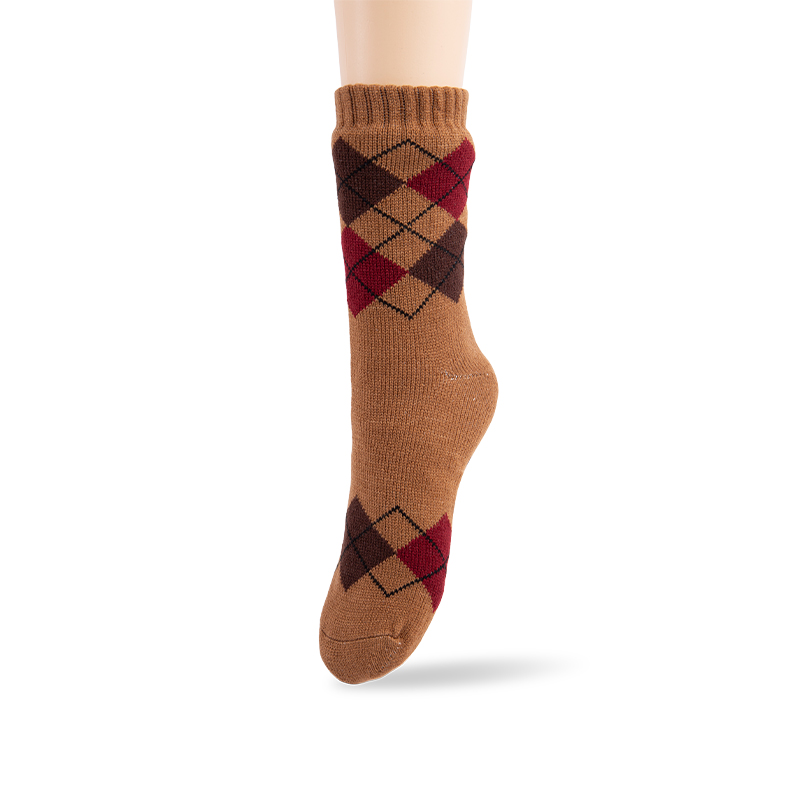 RZ299 Men's Classic Vintage Thick Warm Anti-Slip Cabin Socks with Sherpa Fleece Lining