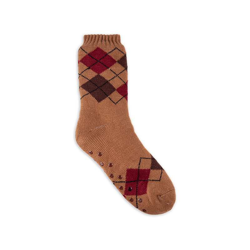 RZ299 Men's Classic Vintage Thick Warm Anti-Slip Cabin Socks with Sherpa Fleece Lining