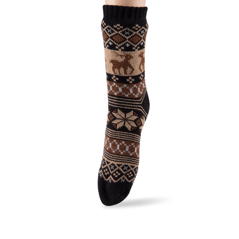 RZ299 Men's Classic Vintage Thick Warm Anti-Slip Cabin Socks with Sherpa Fleece Lining