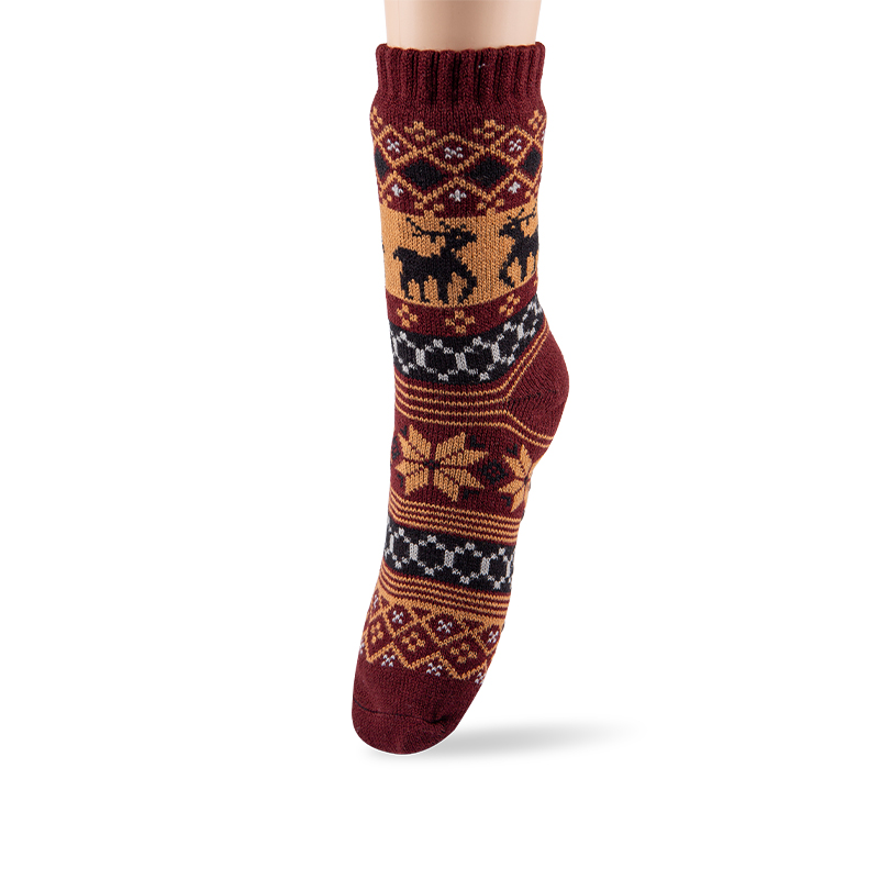 RZ299 Men's Classic Vintage Thick Warm Anti-Slip Cabin Socks with Sherpa Fleece Lining