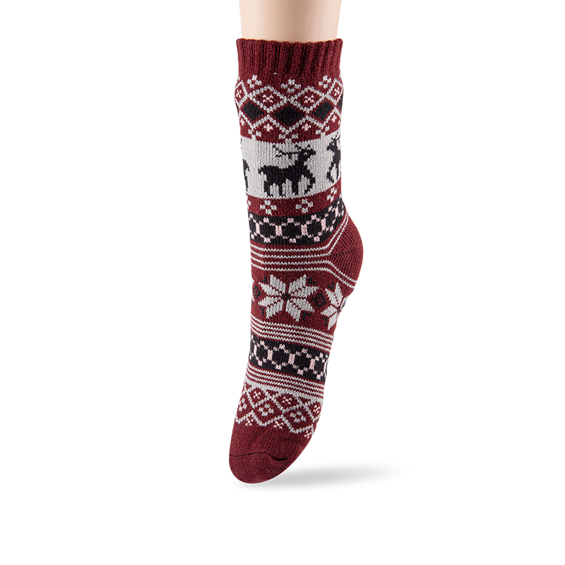 RZ299 Men's Classic Vintage Thick Warm Anti-Slip Cabin Socks with Sherpa Fleece Lining