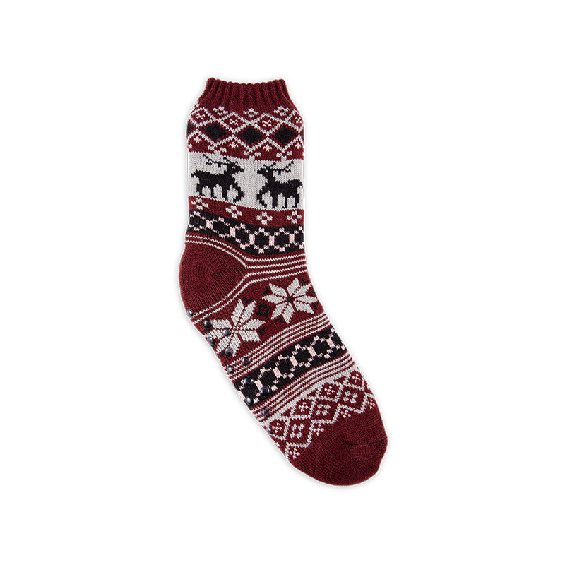 RZ299 Men's Classic Vintage Thick Warm Anti-Slip Cabin Socks with Sherpa Fleece Lining