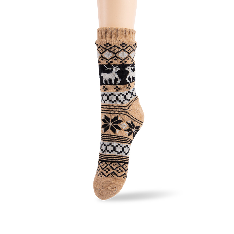 RZ299 Men's Classic Vintage Thick Warm Anti-Slip Cabin Socks with Sherpa Fleece Lining