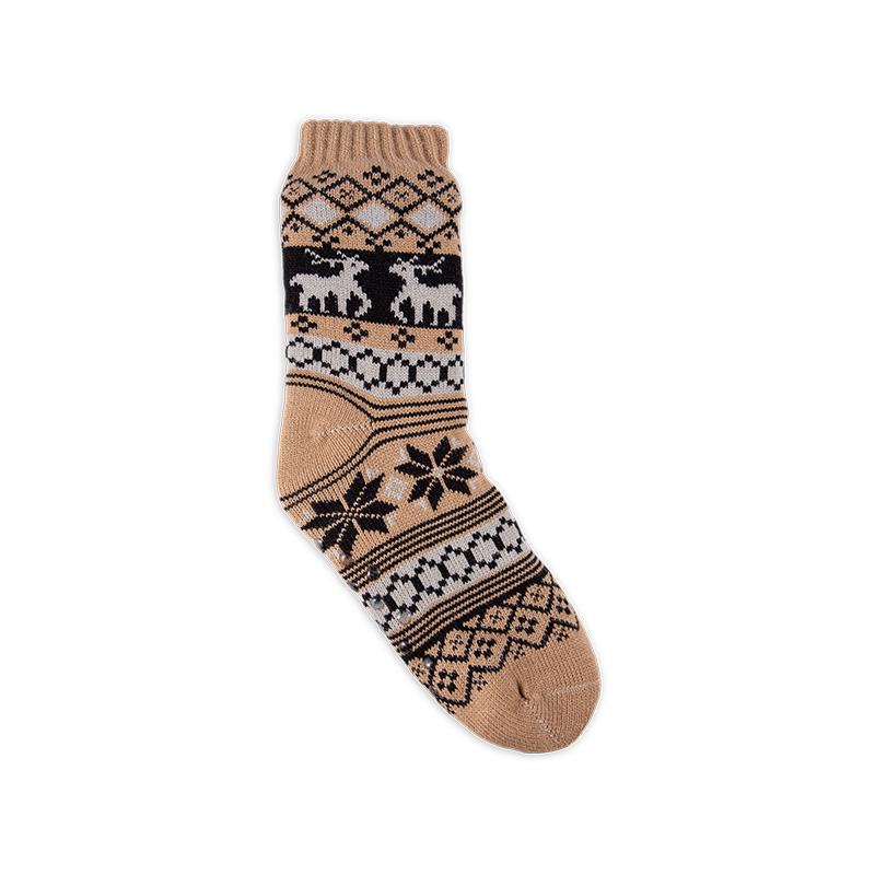 RZ299 Men's Classic Vintage Thick Warm Anti-Slip Cabin Socks with Sherpa Fleece Lining