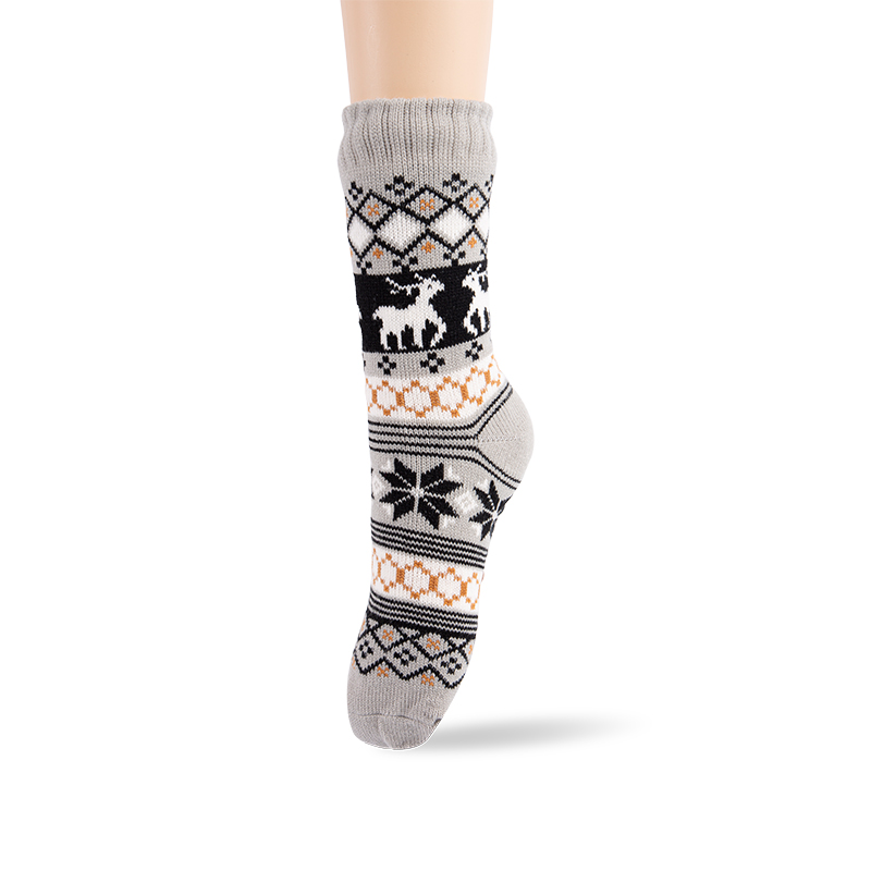 RZ299 Men's Classic Vintage Thick Warm Anti-Slip Cabin Socks with Sherpa Fleece Lining