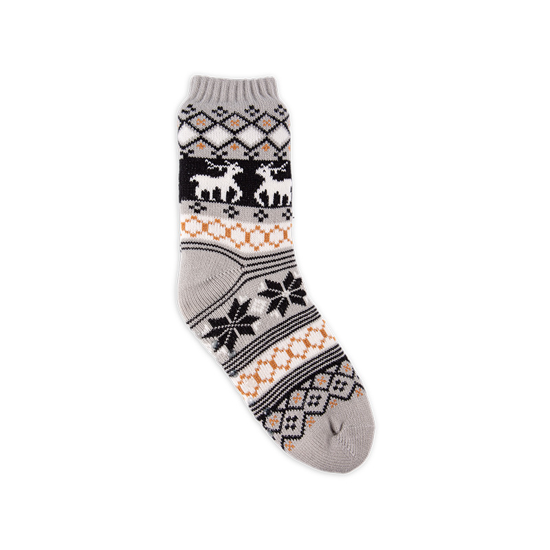 RZ299 Men's Classic Vintage Thick Warm Anti-Slip Cabin Socks with Sherpa Fleece Lining