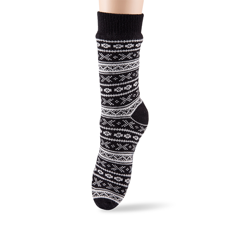 RZ188 Colorful Ethnic Style Thick Warm Men's Cabin Socks with Sherpa Fleece Lining and Anti-Slip Sole