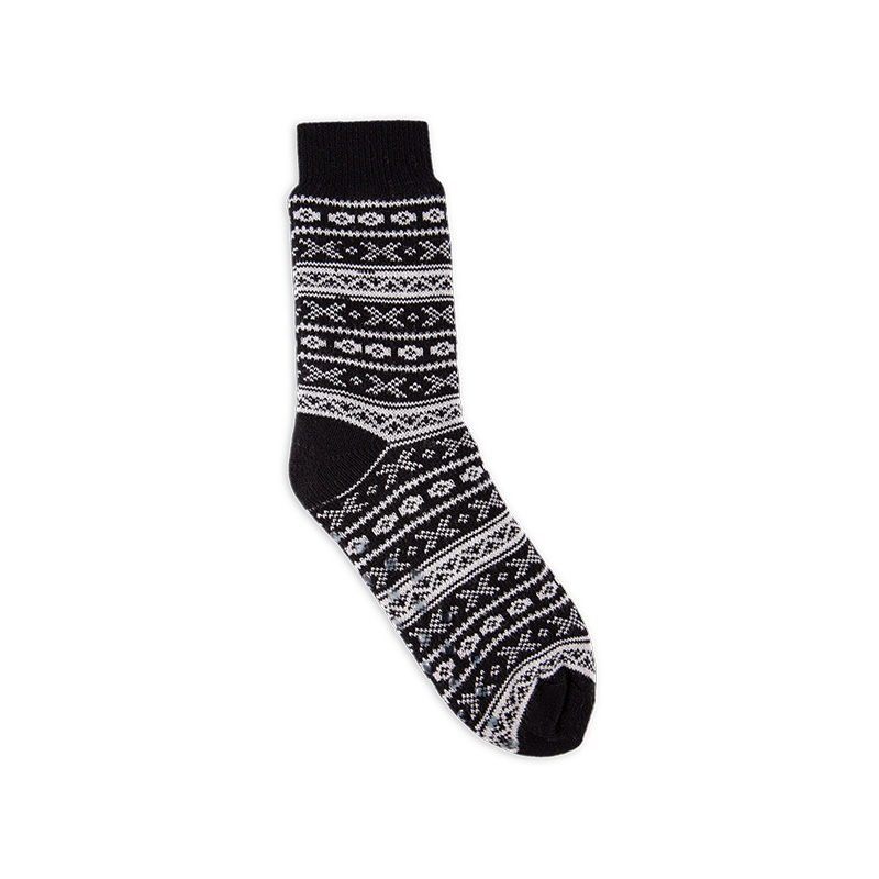 RZ188 Colorful Ethnic Style Thick Warm Men's Cabin Socks with Sherpa Fleece Lining and Anti-Slip Sole