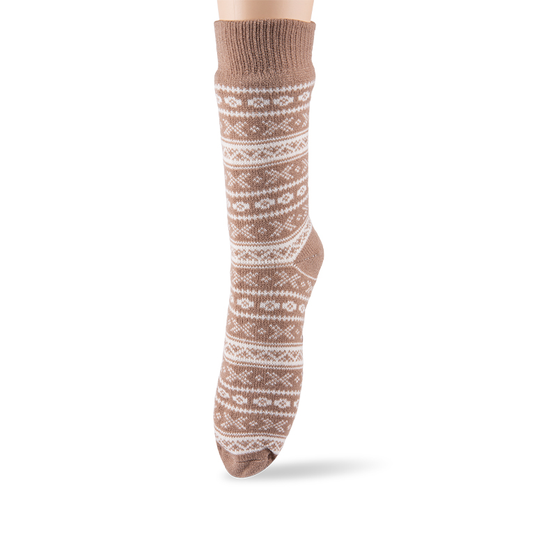 RZ188 Colorful Ethnic Style Thick Warm Men's Cabin Socks with Sherpa Fleece Lining and Anti-Slip Sole