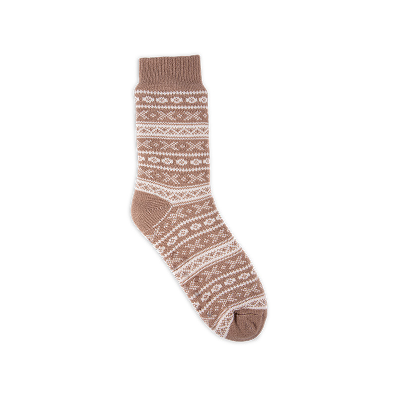 RZ188 Colorful Ethnic Style Thick Warm Men's Cabin Socks with Sherpa Fleece Lining and Anti-Slip Sole