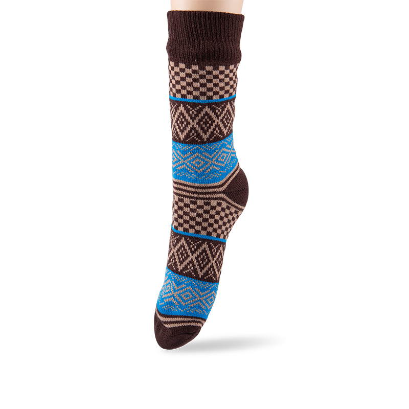 RZ188 Colorful Ethnic Style Thick Warm Men's Cabin Socks with Sherpa Fleece Lining and Anti-Slip Sole