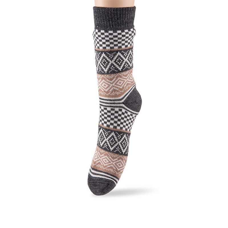 RZ188 Colorful Ethnic Style Thick Warm Men's Cabin Socks with Sherpa Fleece Lining and Anti-Slip Sole