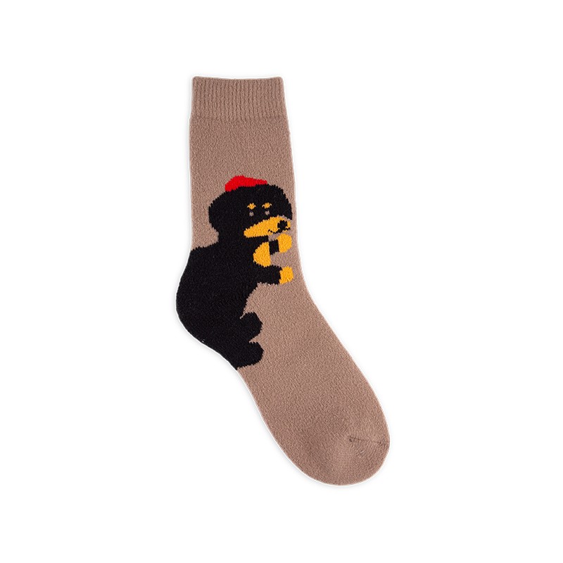RZ229 Playful Animal Brushed Polyester Fleece Women’s Heat Retainer Socks