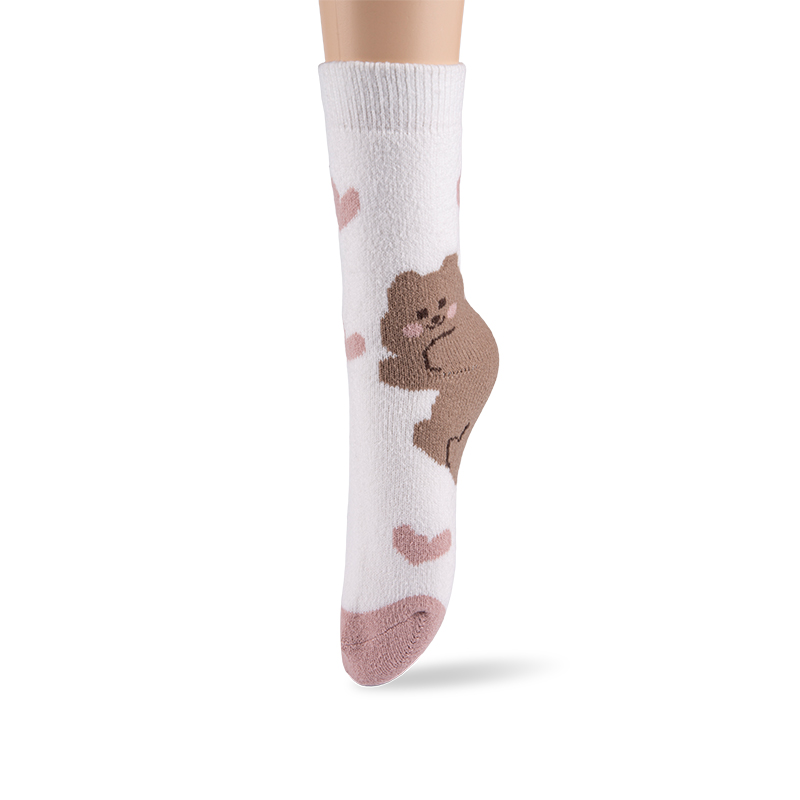 RZ229 Playful Animal Brushed Polyester Fleece Women’s Heat Retainer Socks