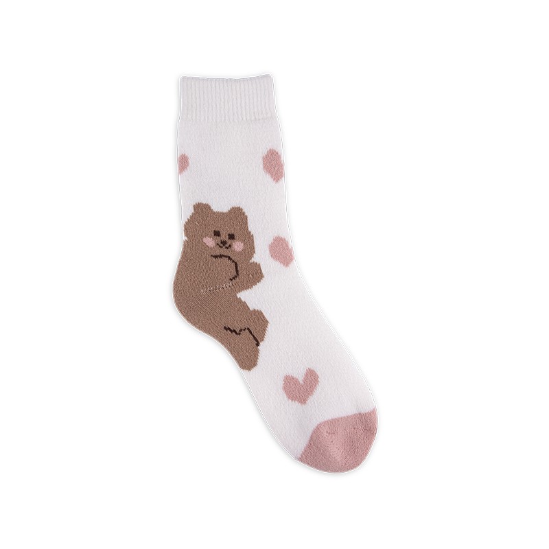 RZ229 Playful Animal Brushed Polyester Fleece Women’s Heat Retainer Socks
