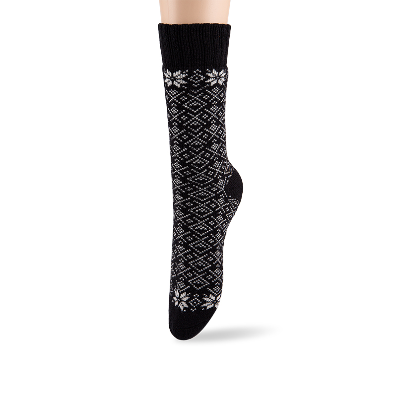 RZ157 Nordic Geometric Snowflake Brushed Acrylic Women’s Heat Retainer Socks