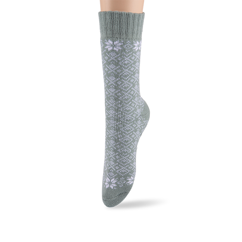 RZ157 Nordic Geometric Snowflake Brushed Acrylic Women’s Heat Retainer Socks