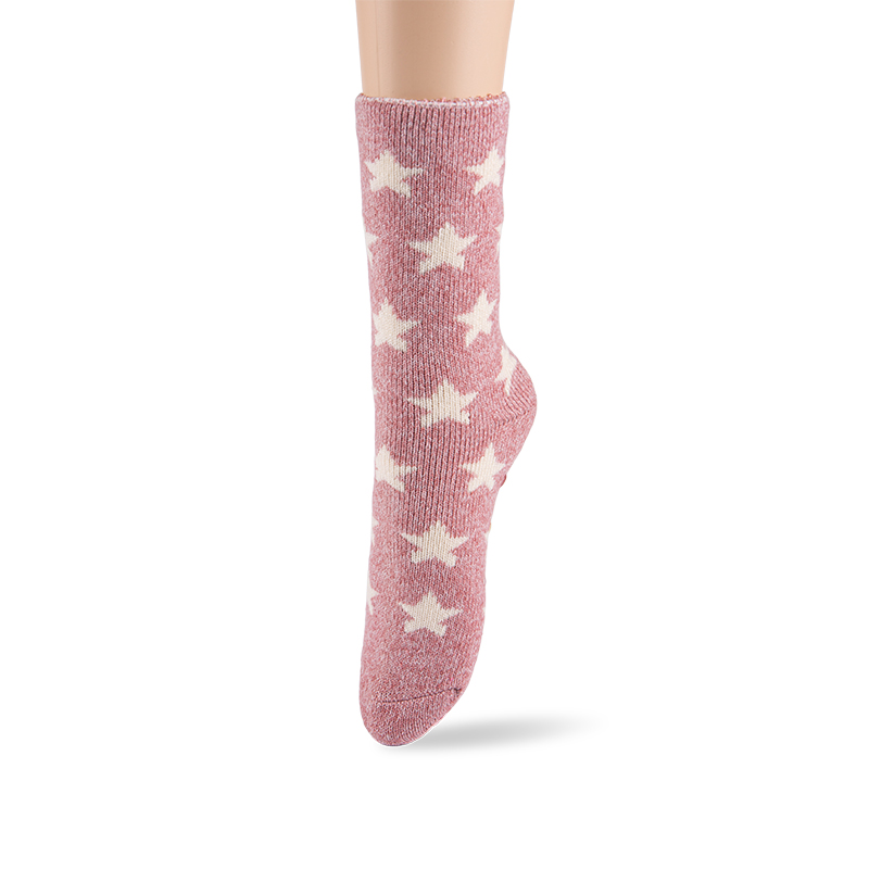 RZ141 Star Pattern Terry Brushed Non Slip Women’s Heat Retainer Socks