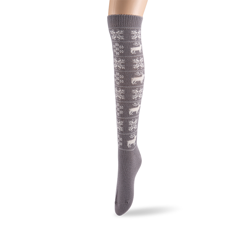 RZ292 Winter Reindeer Acrylic Soft Warm Knee High Socks