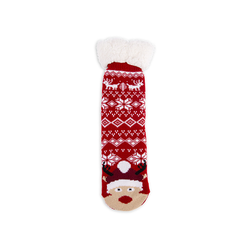 RZ130 Acrylic Cute Christmas Series Thick Sherpa Fleece Lined Non Slip Women’s Cabin Socks