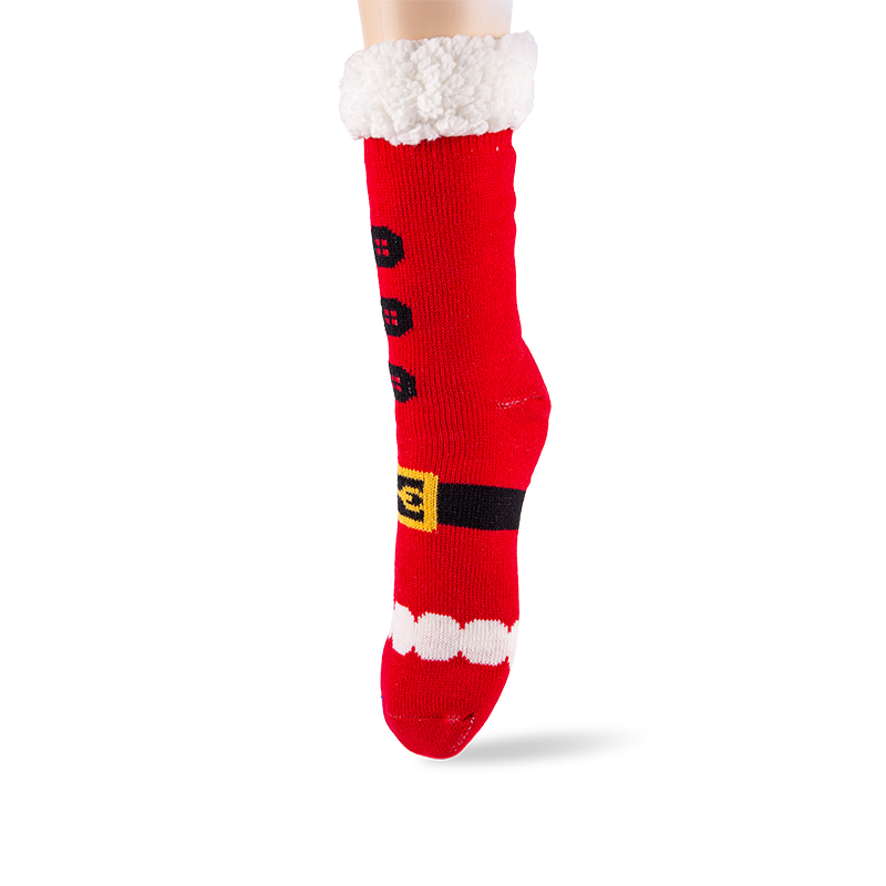 RZ130 Acrylic Cute Christmas Series Thick Sherpa Fleece Lined Non Slip Women’s Cabin Socks