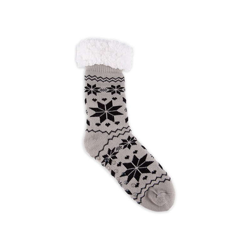 RZ016-1 Acrylic Cotton Fleece Nordic Snowflake Warm Non Slip Women’s Cabin Socks