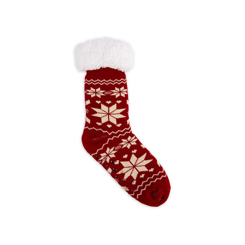 RZ016-1 Acrylic Cotton Fleece Nordic Snowflake Warm Non Slip Women’s Cabin Socks