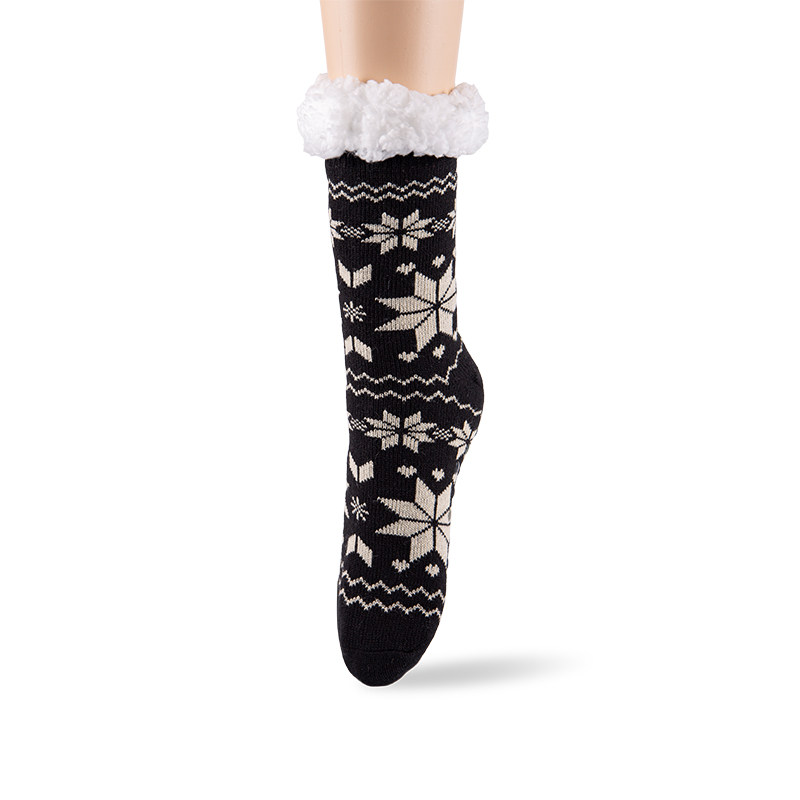 RZ016-1 Acrylic Cotton Fleece Nordic Snowflake Warm Non Slip Women’s Cabin Socks