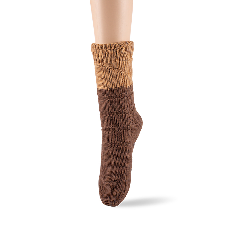 RZ159 Minimalist Color Block Acrylic Thick Double Layer Sherpa Fleece Lined Warm Non Slip Women’s Cabin Socks
