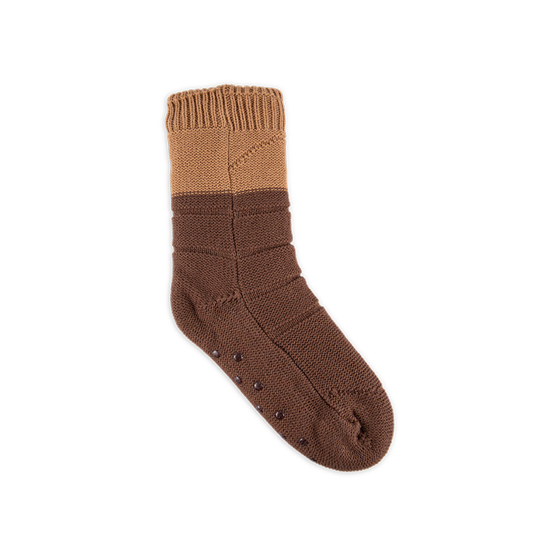 RZ159 Minimalist Color Block Acrylic Thick Double Layer Sherpa Fleece Lined Warm Non Slip Women’s Cabin Socks