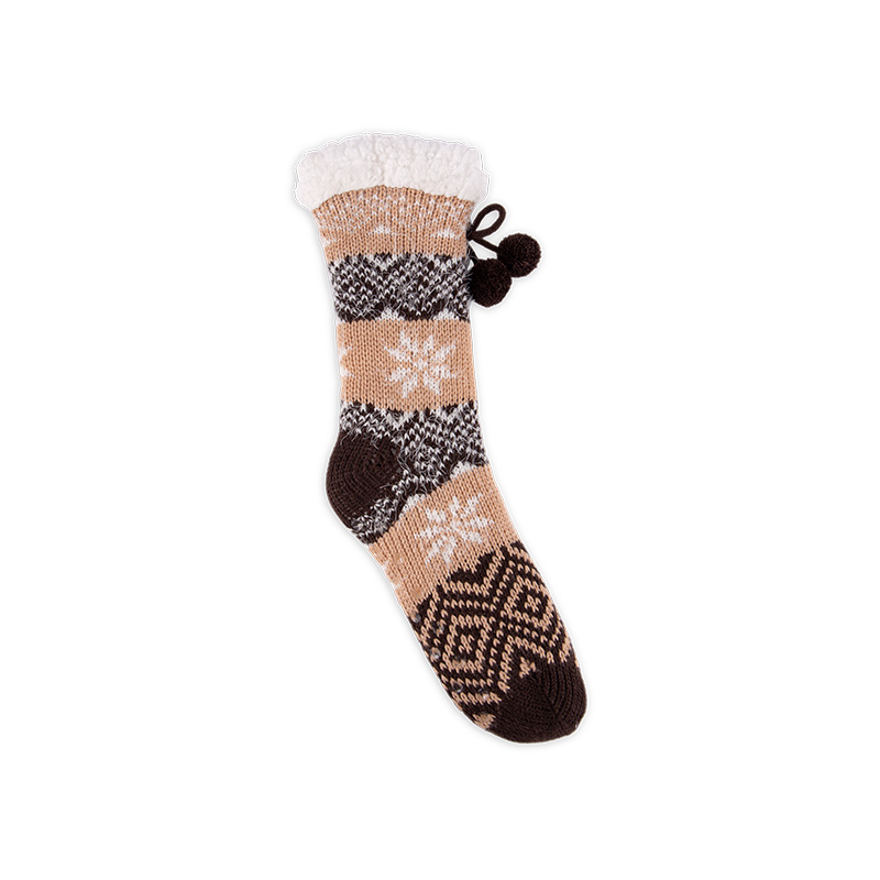 RZ042 Vintage Pom Pom Snowflake Thick Sherpa Fleece Lined Non Slip Women’s Cabin Socks RZ042 Vintage Pom Pom Snowflake Thick Sherpa Fleece Lined Non Slip Women’s Cabin Socks